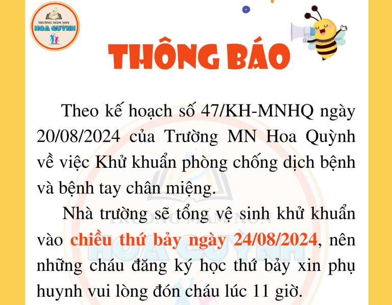 Thông báo khử khuẩn đầu năm